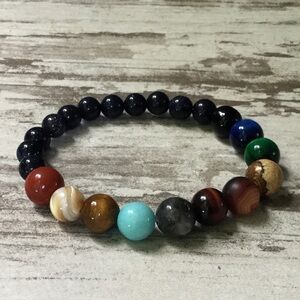 Universe Bracelet Stretch Bead Natural Stones NWT